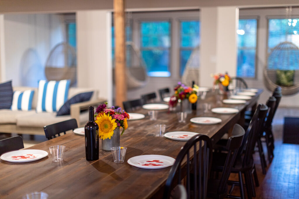 Inside tables at the Neighborhood Hotel in Grand Beach, Michigan.